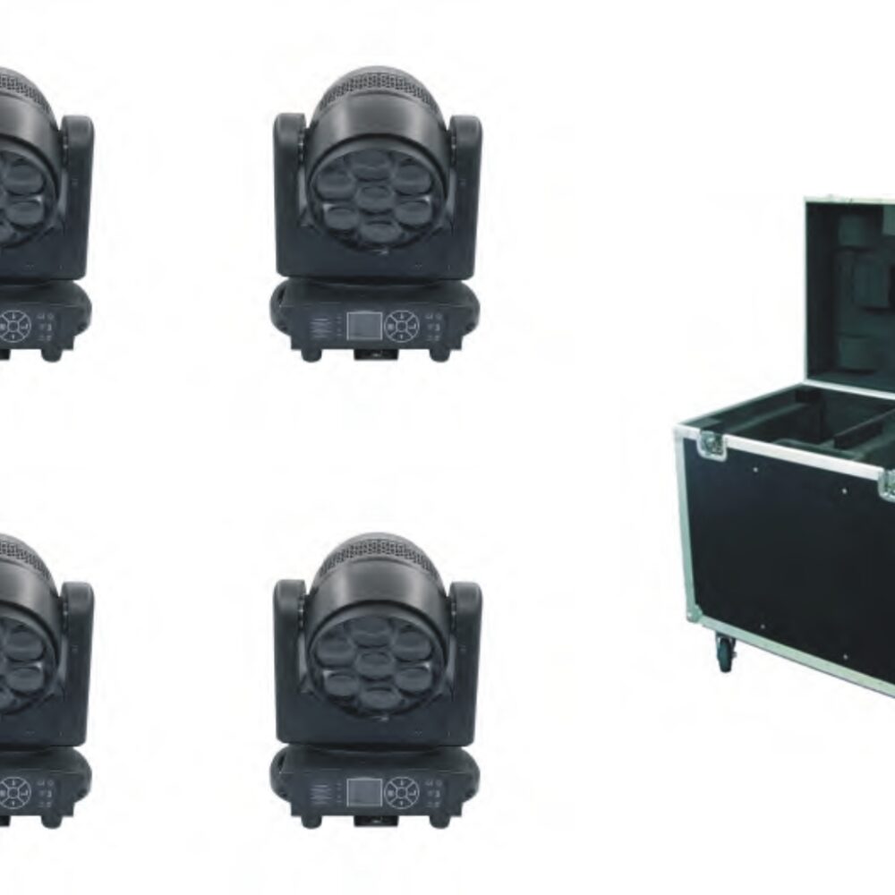 PACK4MH73 4 CABEZAS LED MH 73 + 1 FLIGHT CASE 4 IN 1