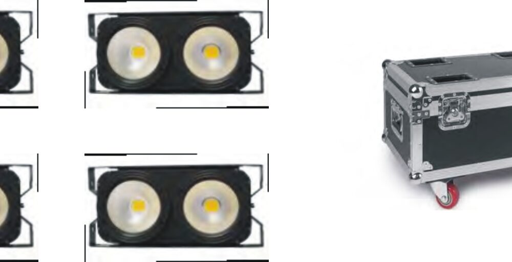 PACKGZ2B4 4 CEGADORAS 2x100W RGBW +1 FLIGHTCASE 4 IN 1 PARA CEGADORAS