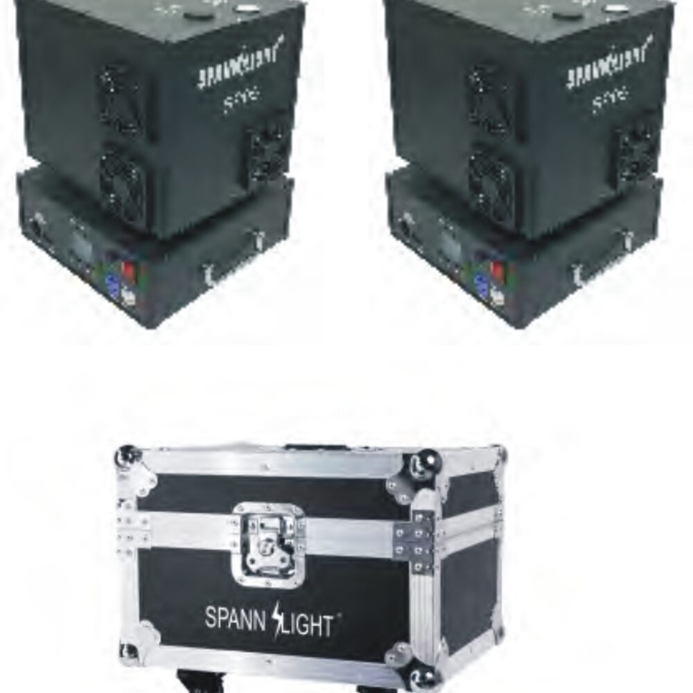PACK2SP05 2 MAQUINAS DE CHISPAS CON DOS SALIDAS GIRATORIA 360º + FLIGHT CASSE + 20 BOLSAS DE COMSUMIBLE