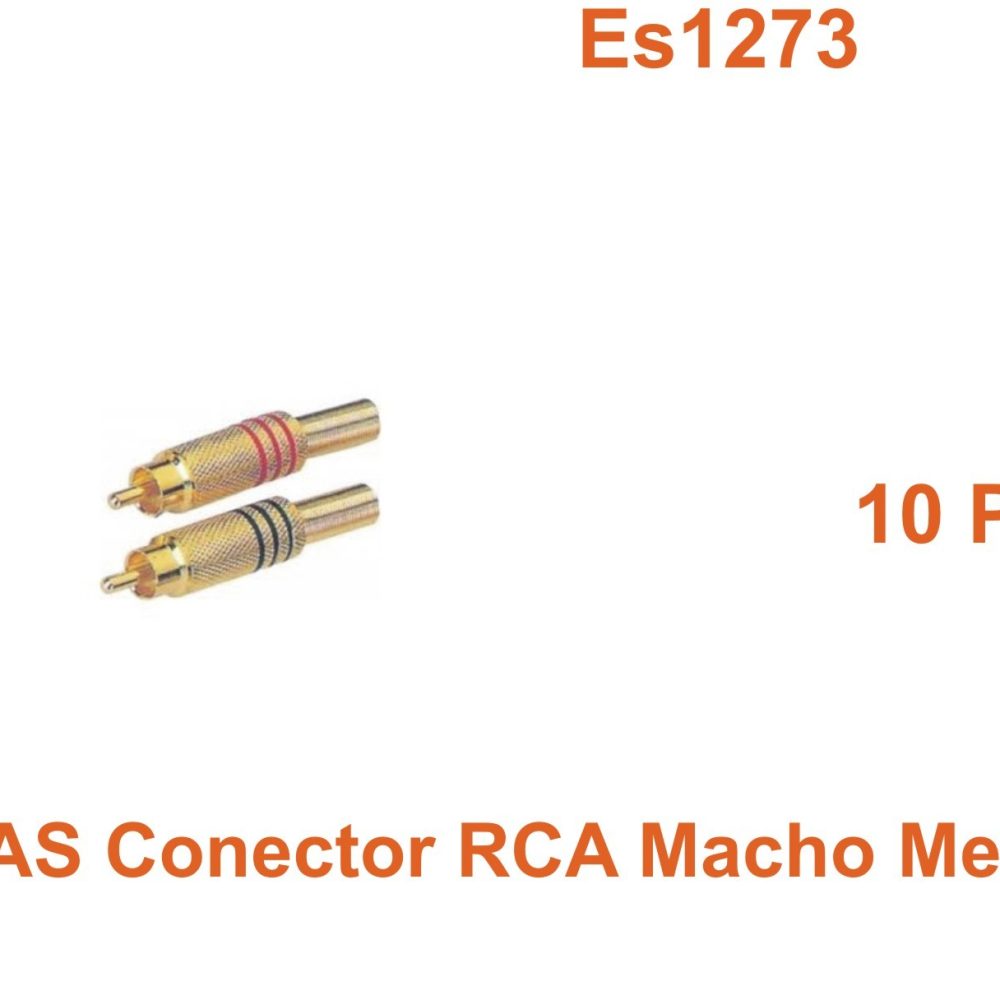 10 Parejas Conector RCA Macho Metal Dorado