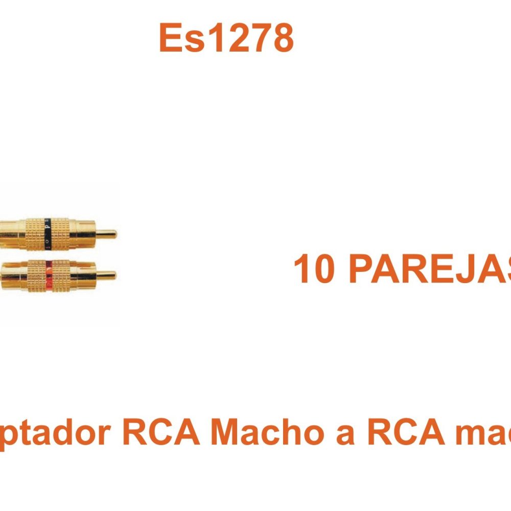 10 Parejas Adaptador RCA Macho a RCA macho metal Dorado