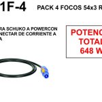 PACK 4 FOCOS PL050 864W (18x12W) RGBWA+UV 6 IN 1+TRÍPODE, MESA, ETC