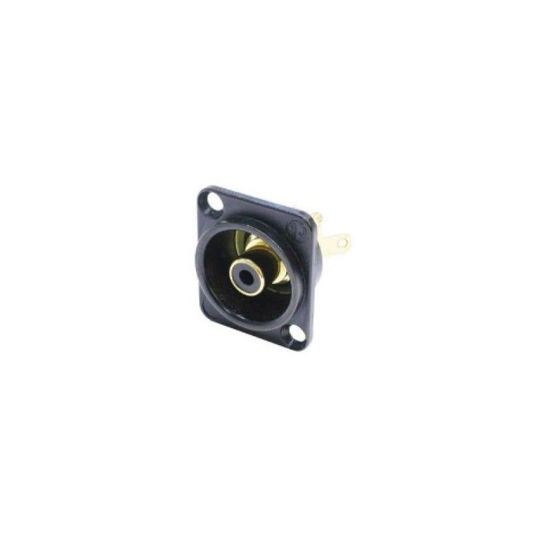 NF2DO Conector RCA de zócalo con carcasa de color metalizado. Anillo de aislamiento negro