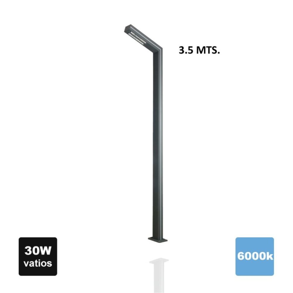 LHP002C1B FAROLA LED CON POSTE 3,5M 30W 4000K+VERDE 3600LM