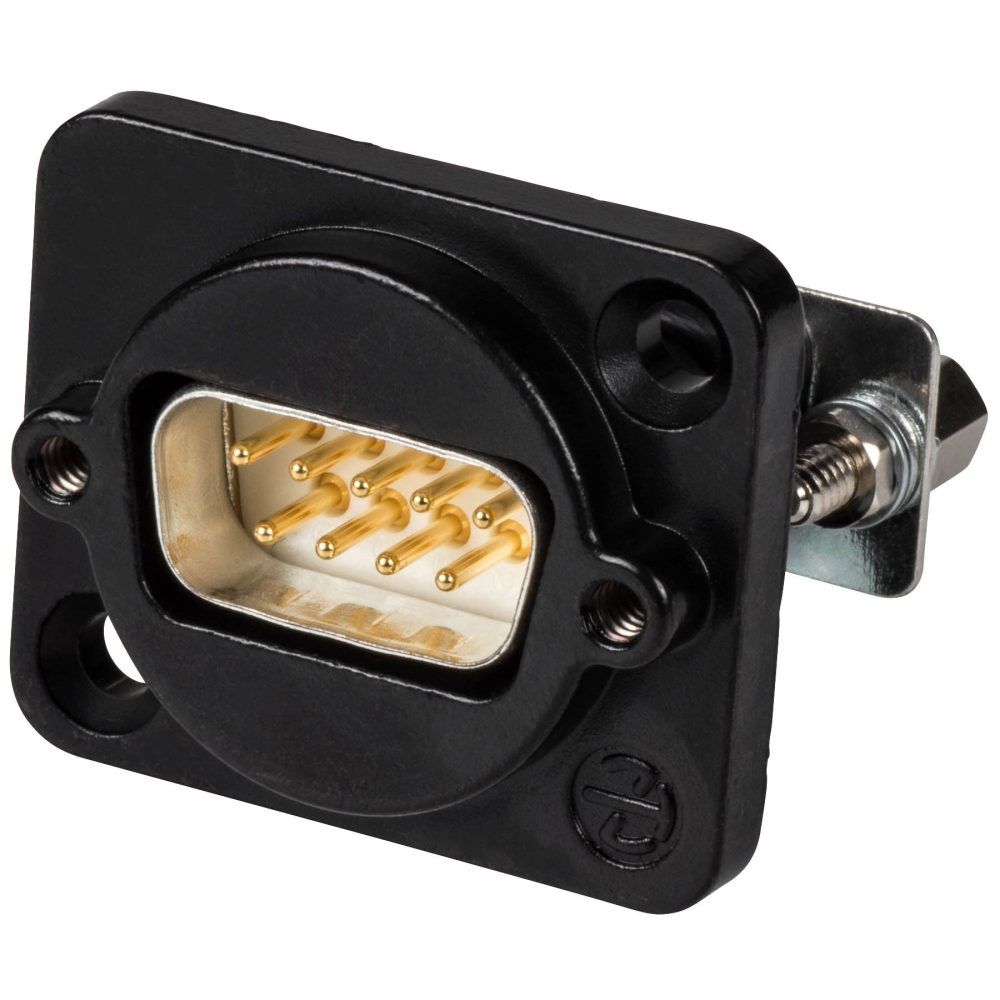 NADB9MFB Conector para panel DSUB9 macho-hembra. Carcasa negra.