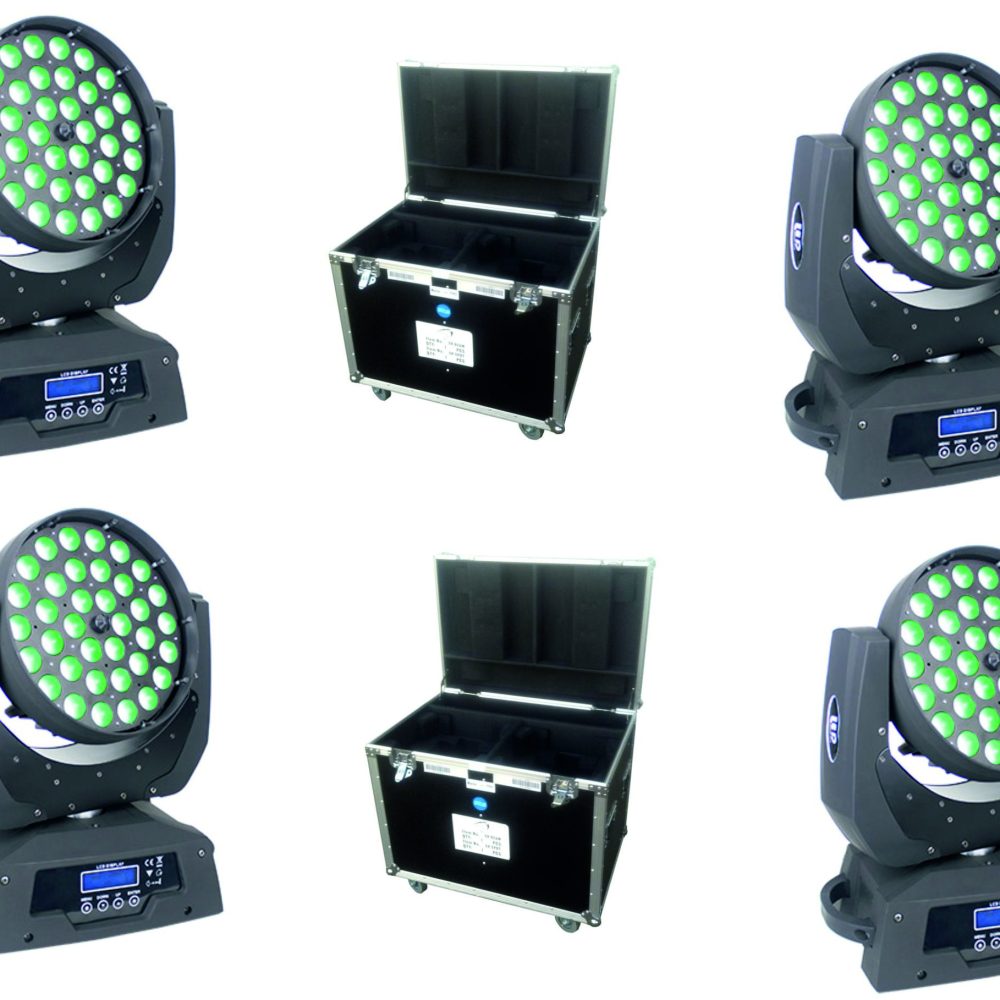 PACKPS481 PACK 4 CABEZAS PS481 36×10 RGBW 4 IN 1+2 FLIGHT CASES