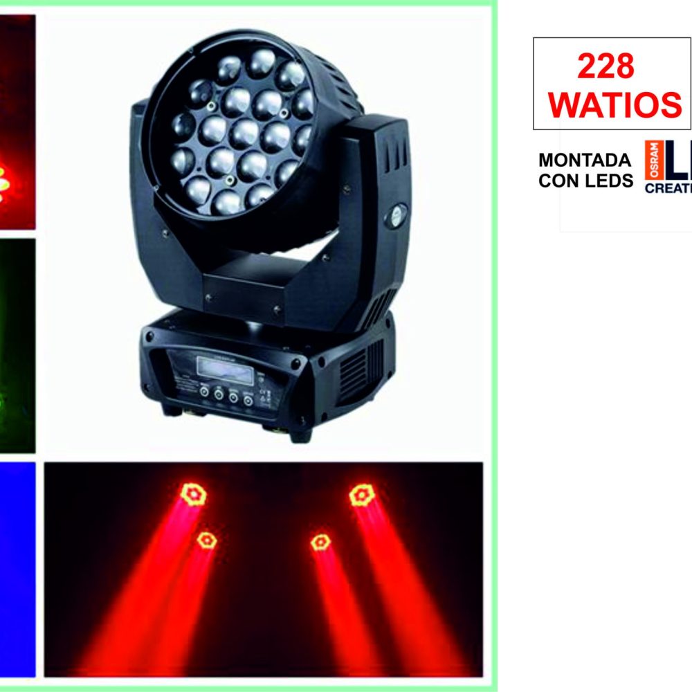 PACKMH63 PACK DE 4 CABEZAS AURA ZOOM 19x12W RGBW 4 IN 1 LEDS OSRAM+2 FLIGHT CASES