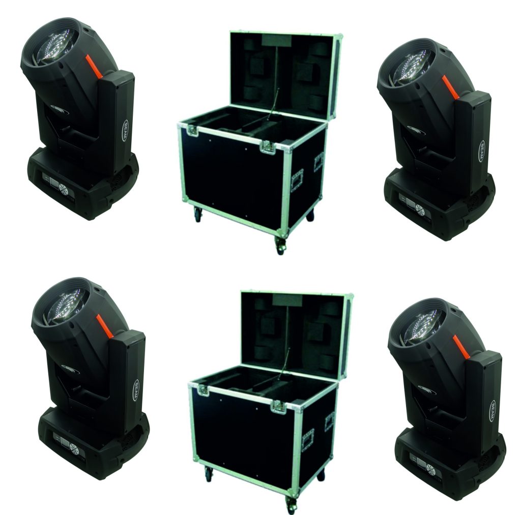 PACK4MH350B PACK 4 CABEZAS BEAM 17R 350 WATIOS +2 FLIGHT CASE 2 IN 1 ...