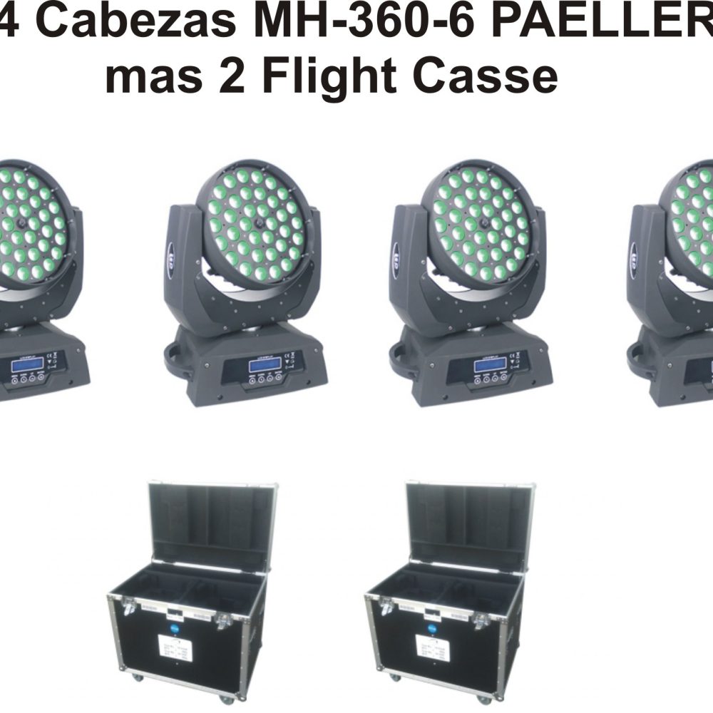 PACK4MH3606 4 CABEZAS MH360-6 2 FLIGHT CASSE 2 IN 1