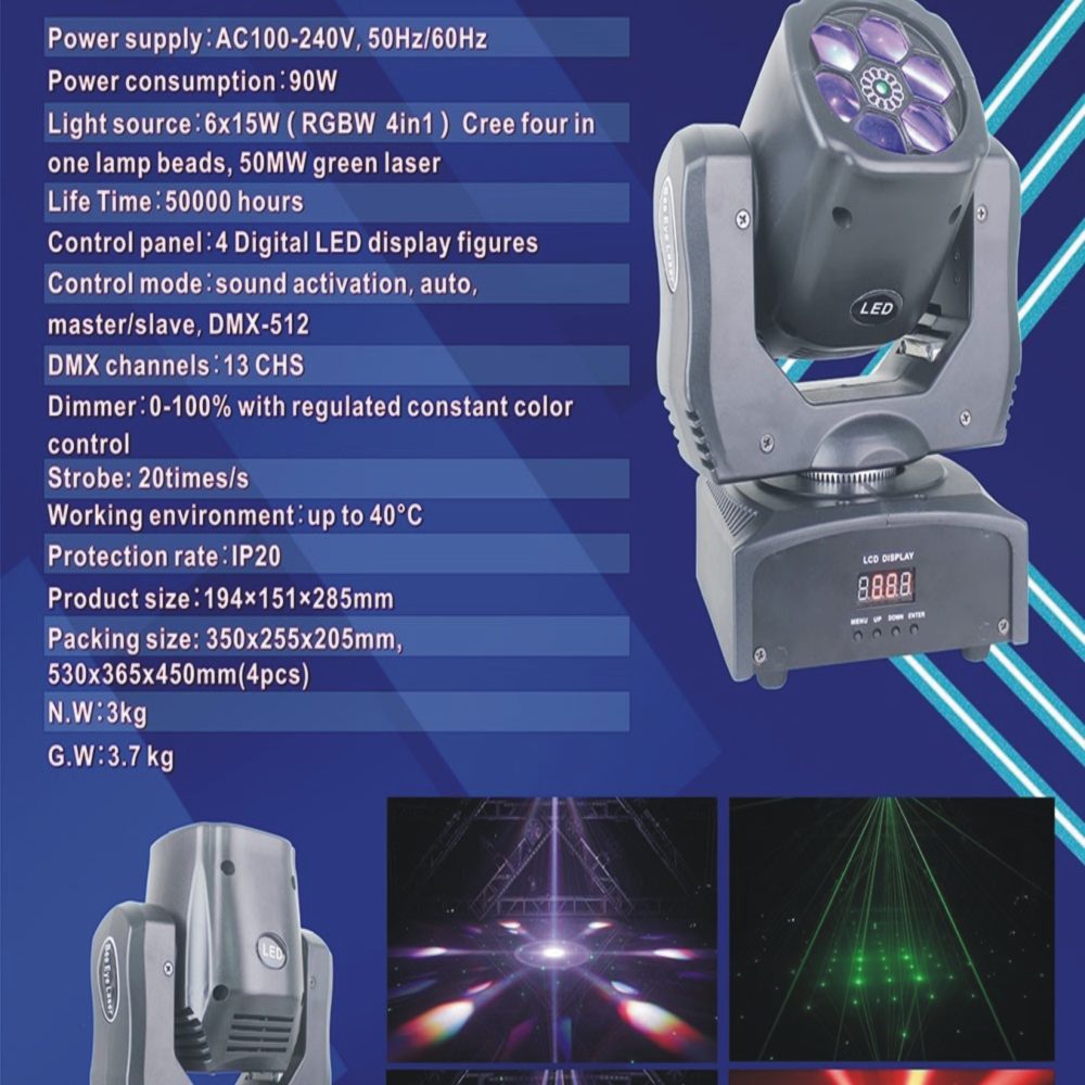 PS155 CABEZA LED BEE EYE+LASER 90W+50MW LASER