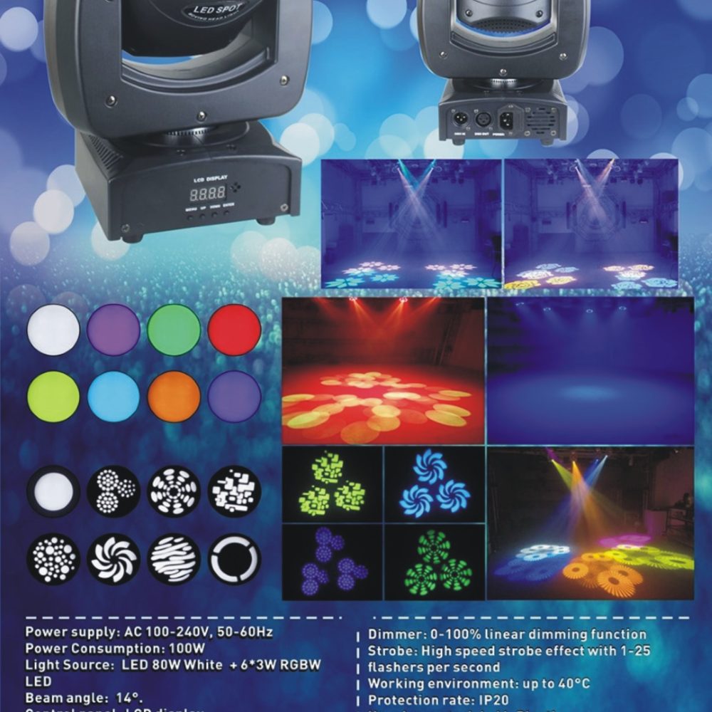 PS824 CABEZA LED SPOT 80W+6x3W RGB