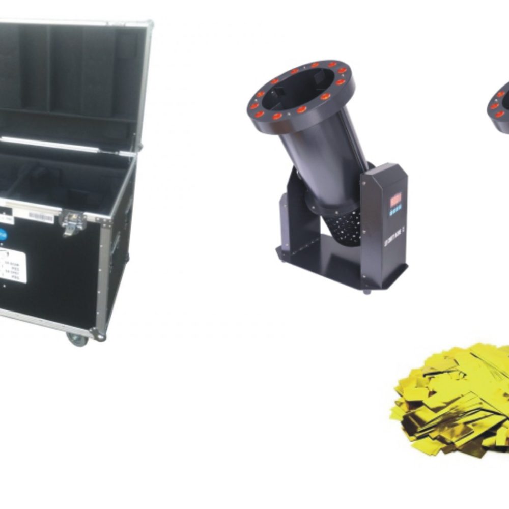 PACKCONFETI OFERTA PACK 2 LANZADORES DE CONFETI C01 + 1 FLIGHT CASSE 2 IN 1