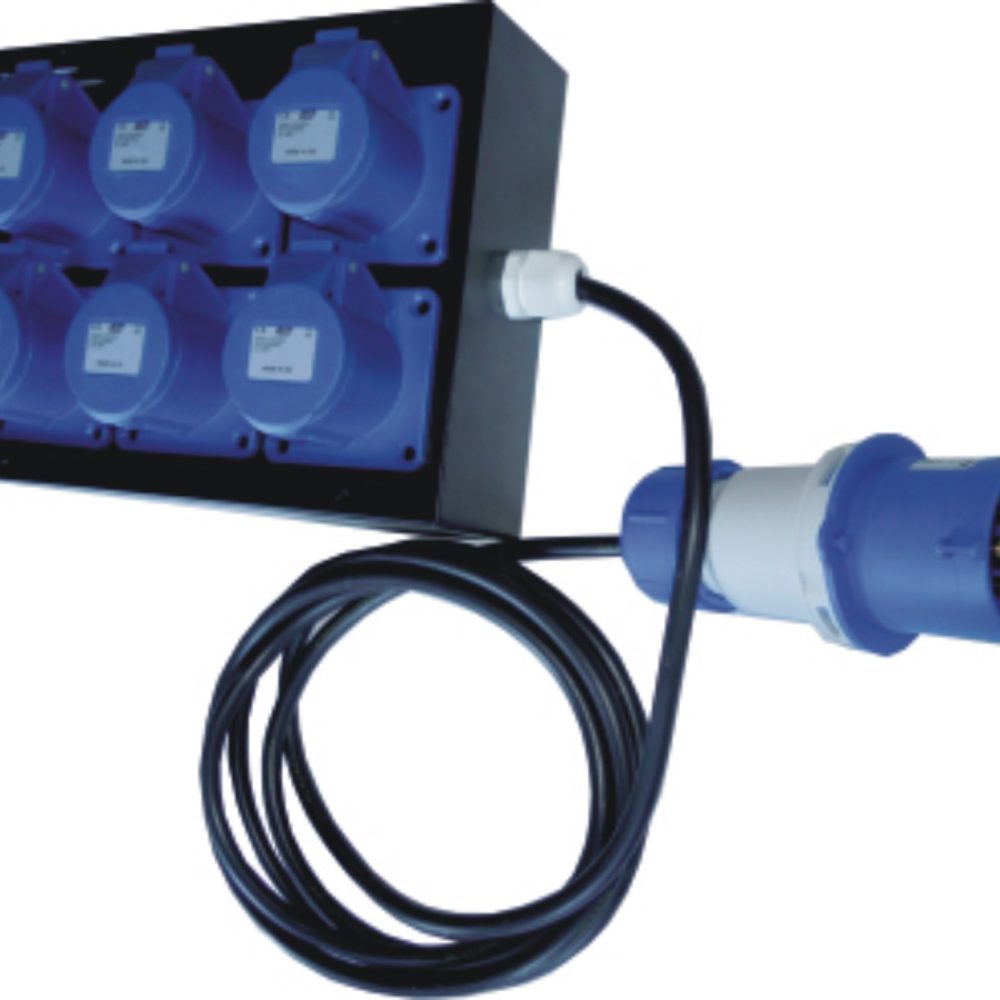 C6Z03 CAJA DE DISTRIBUCIÓN DE CORRIENTE CON 6 TOMAS CETAC MACHO 16A 3P