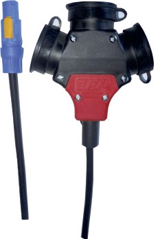 MANGUERA POWERCON NEUTRIK A TRIPLE SCHUKO HEMBRA 16A POR TOMA. 5 M