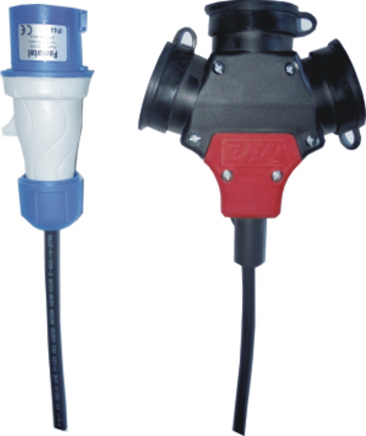 MANGUERA CETAC MACHO 16A 3P A TRIPLE SCHUKO HEMBRA 16A POR TOMA 20M